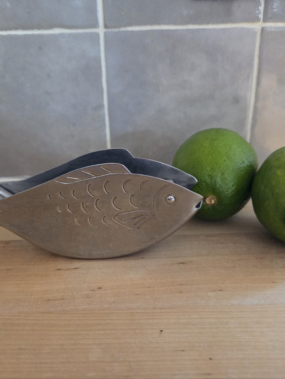 Vintage Silver Tone Fish Lemon Squeezer